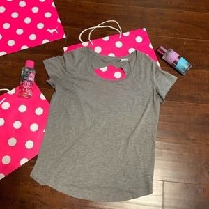 ❌ SOLD ❌ Pink VS grey open back tee